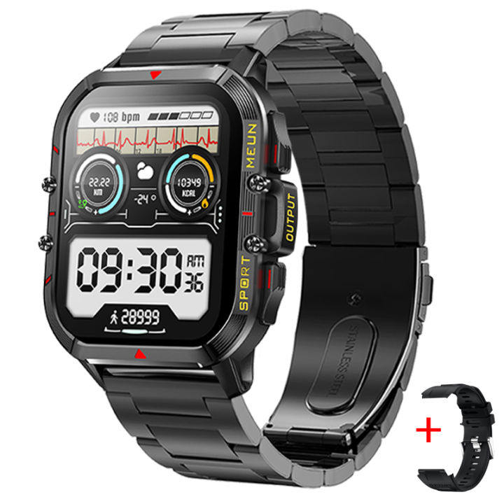 2023ใหม่-smart-watch-ผู้ชาย1-96นิ้ว-hd-บลูทูธนาฬิกากันน้ำตรวจสอบอุณหภูมิกลางแจ้งกีฬาผู้ชาย-s-mart-w-atch-ผู้ชาย