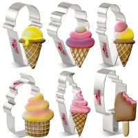 KENIAO Ice Cream Popsicle Sundae Cookie Cutter - Summer Biscuit Fondant Bread Sandwich Mold Kitchen Tool - Stainless Steel Bread Cake  Cookie Accessor