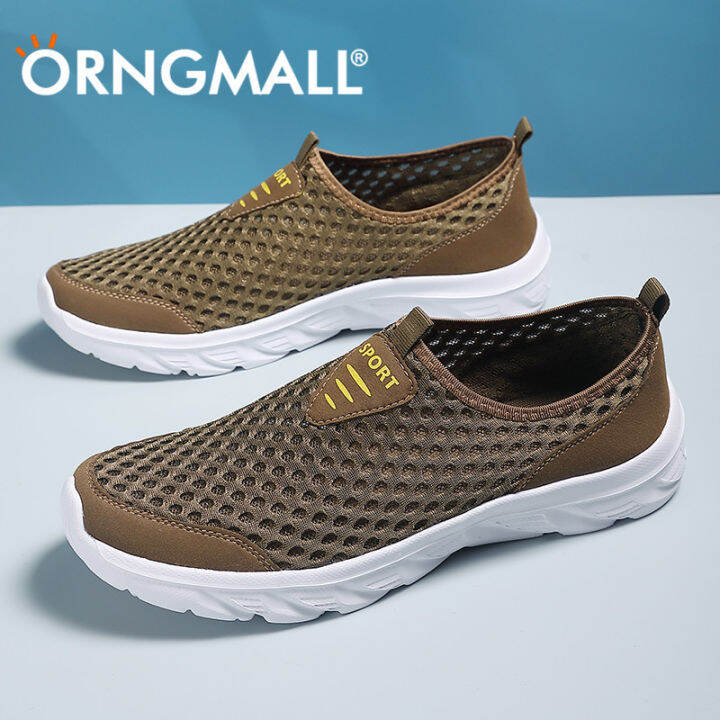 orngmall-รองเท้าตาข่ายสำหรับผู้ชายรองเท้าผ้าใบคุณภาพสูงกันลื่นระบายอากาศสีดำแฟชั่นยิมลำลองน้ำหนักเบาเดินเหมาะสำหรับชีวิตประจำวันและกีฬาขนาดใหญ่ไซส์39-46