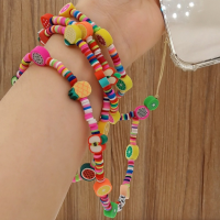 ผลไม้ดิน Heishi ลูกปัดยาวสายศัพท์มือถือผู้หญิงแฮนด์เมด Boho เครื่องประดับป้องกันการสูญหายเชือกสำหรับศัพท์มือถือ Bijoux ศัพท์