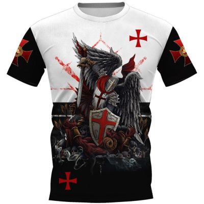 Popular Knights Templar Series Men T-shirts Pattern Letter Men Clothing Print Casual Pullovers Unisex Harajuku Streetwear