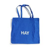 HAY tote Blue bag Logo white limited ไซส์ใหญ่ กระเป๋าผ้า ของแท้100% // YOU.NIKKO (ถุงผ้า,กระเป๋าผ้าสะพายข้าง,ถุงผ้าลดโลกร้อน)