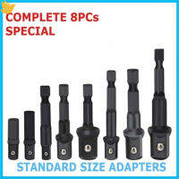 Leficus【Ready stock】8Pcs Socket Adapter Non-Slip Impact Hex Shank เจาะ Bits Power Extension Bar 1/4 3/8 1/2สำหรับ Impact Driver เจาะ