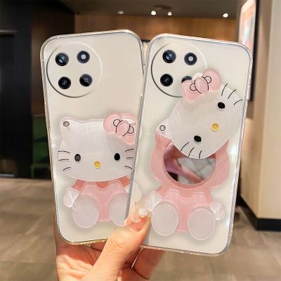 เคสขายดี Realme 11 NFC Realme11 4G 11X 5G 11 Pro 11 Pro + Realme C51 C53 2023ใหม่บาง TPU ซิลิโคนแบบใสนุ่มพร้อมกระจกเคสกันกระแทก REALMEC51 Realme11Pro