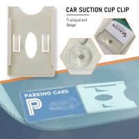 Car Organization Card Sleeve For Windshield Glass Tag Durable ID IC Card Holder Sucker Card Holder Transparent Beige ABS Plastic