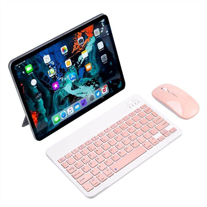Pink Wireless Bluetooth Keyboard and Mouse Mini Keyboard English