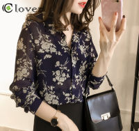 [ส่งเร็วพิเศษ!] เสื้อแฟชั่นหญิง เสื้อเบลาส์ เสื้อลายดอกไม้ Loose Floral Blouses 500