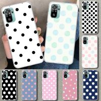 Black And White Polka Dot Phone Case For Xiaomi 12 11T 10 9 Redmi Note 11 10 10S Pro Redmi 9 9A 8 Transparent Phone Cover