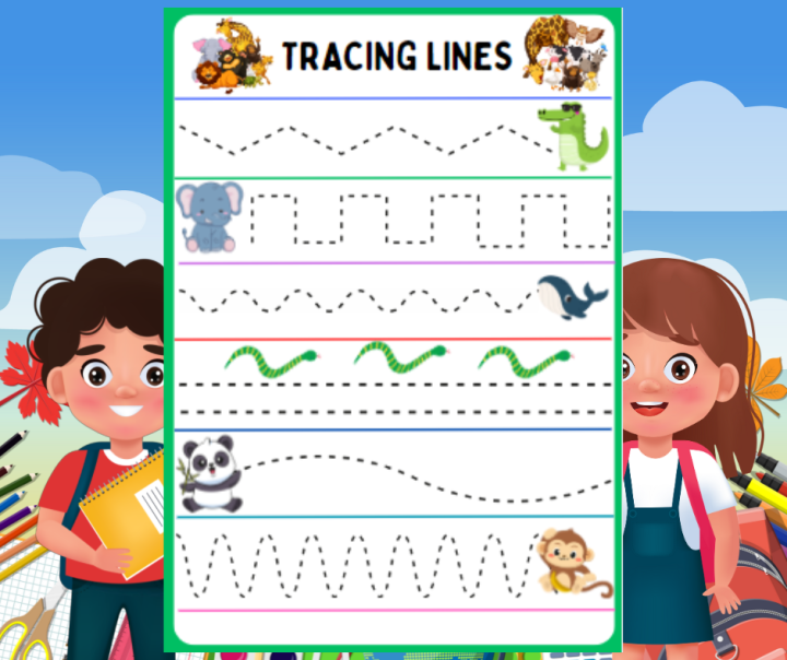 A4 LAMINATED TRACING NAME LINES SHAPES CLOCK LETTERS NUMBERS