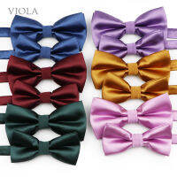 โพลีเอสเตอร์เคลือบเงาซาตินพ่อลูกชาย Bowtie ชุดสีแดงสีชมพูเก๋ผู้ชายผู้หญิงเด็กผีเสื้องานแต่งงานโบว์ผูกปมของขวัญอุปกรณ์เสริม