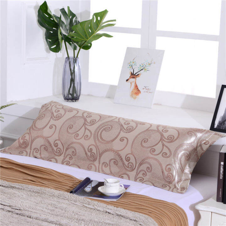 ultra-soft-printed-body-pillow-cover-couple-double-pillowcases-with-zipper-closure-solid-color-long-satin-silk-pillow-cases