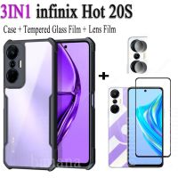 3in1 INFINIX Hot 20S เคสโทรศัพท์กันกระแทกสำหรับ20G 4G 5G Hot 20 Play Hot 20i ฟิล์มกระจกเทมเปอร์ + ฟิล์มเลนส์กล้องถ่ายรูป