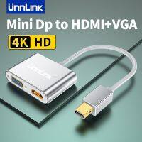 Unnlink 2 In 1 Thunderbolt Adapter VGA HDMI konverter kabel Hub Displayport 4K 1080P untuk Macbook Pro Air ke TV