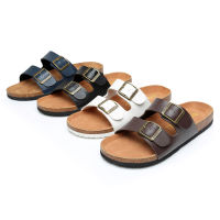 2022 New Summer Mens Cork Slippers Suede Leather Mule Clogs Slippers Man Soft Cork Two Buckle Beach Slides Footwear For Men 45