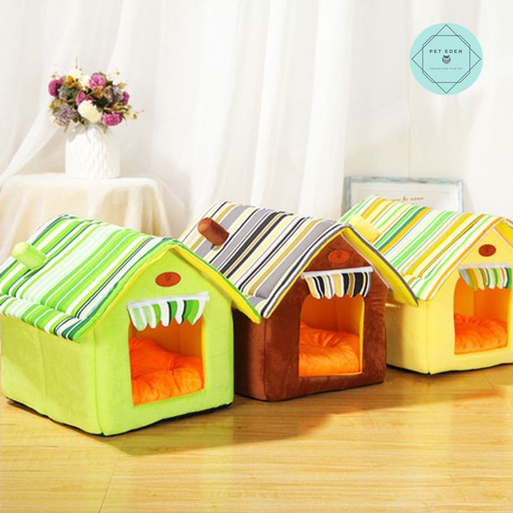 pet-house-บ้านผ้าสัตว์เลี้ยง-บ้านหมา-บ้านแมว-35x35-cm-สีสันสนใสมาก-ที่นอนสัตว์เลี้ยง-ที่นอนแมว