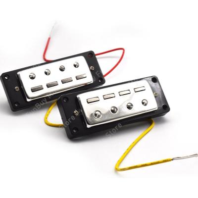 ‘【；】 A Set Of 2 Pcs 4 String Mini Electric Bass Pickups Humbucker Neck Bridge Pickup With Pickup Install Rings Chrome