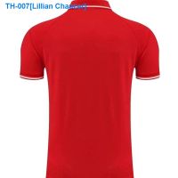 ♚ஐ Lillian Chaucer New Liverpool embroidered red collar POLO shirts summer leisure fashion soccer uniform thin collar T-shirt with short sleeves