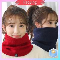 LIAOYING ขนสัตว์ขนสัตว์ขนสัตว์ ที่อุ่นคอ เก็บความอบอุ่น นุ่มถักนิตติ้ง ผ้าพันคอกีฬาผ้าพันคอ แฟชั่นสำหรับผู้หญิง ซับในหนาขึ้น มาส์กหน้า ฤดูหนาวในฤดูหนาว