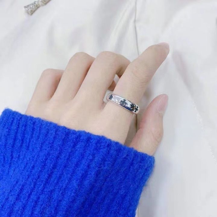 แหวนใส่นิ้วฮิปฮอปพังค์วินเทจสายไขว้ทรงกลมแหวนหัวใจเท่