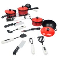 Kid Play House Kitchen Cook Toys Set Utensils Cooking Pots Pans Food Dishes Cookware Toddler Girls Baby Gift