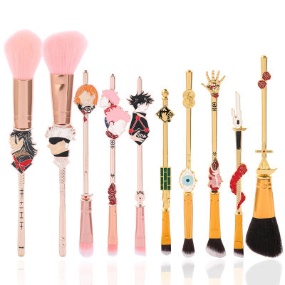 Hot Japan Anime Jujutsu Kaisen Makeup Brushes Tool Set 10pcs Cosmetic Powder Blush Eye Shadow Blending Eyebrow Brush Maquiagem
