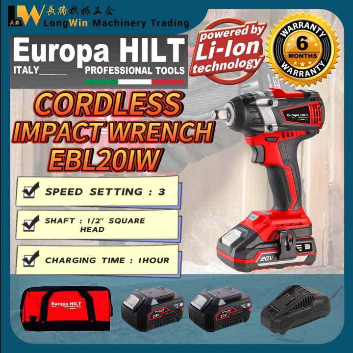 Europa HILT EBL20IW Cordless Impact Wrench M1/2'' 300NM Brushless 20V