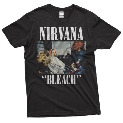【New】 【พร้อมส่ง】 เสื้อเชิ้ตสตรีท พิมพ์ลายวงร็อค Nirvana Bleach สีดํา คุณภาพสูง cotton 100%