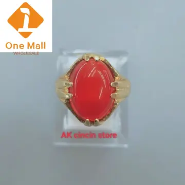 Gold red hot sale stone ring