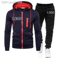 สไตล์ตามท้องถนน Logipo Personalizado Homens Alho Marca Com Capuz Zíper Moletom E Sweatpant 2 Peçjunto Moda ลำลอง Streetwear