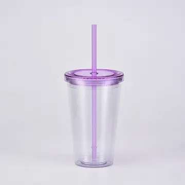 10 PCS) 16oz Clear Double Wall Acrylic Tumbler Cup with Lid & Straw  BPA-Free