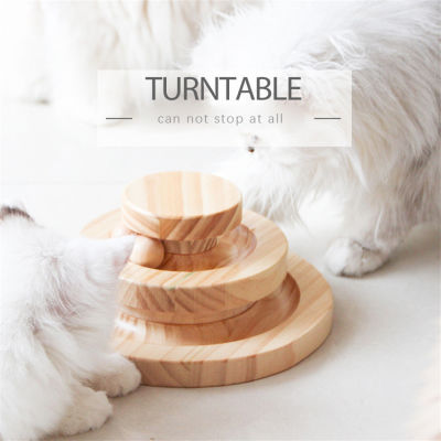 สาม-ไม้เป็นชั้นๆ Turntable ของเล่นสำหรับสัตว์เลี้ยงสำหรับแมวหมุนแพลตฟอร์มลูก