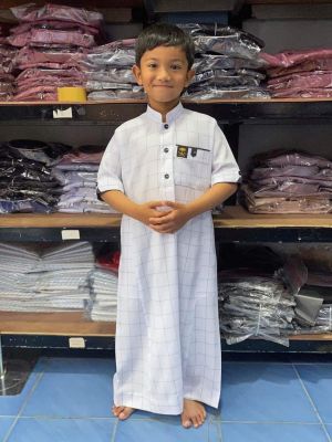 ชุดเด็กมุสลิมชาย เสื้อเด็กมุสลิมชาย เสื้อโต๊ปเด็ก แขนกระดุม สำหรับเด็ก 2-14ปี ราคาตามไซส์