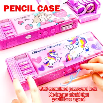 Multifunction Pencil Box With Double Password Lock, Large Capacity Plastic  Stationery Case Combination Lock Pencil Box Organizer For Kids, Girls & Tee
