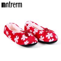 Mntrerm Warm At Home woman Slippers Cotton Shoes Plush Female Floor Shoes Non-slip Indoor Bow tie dots Shoes woman Home Slipper