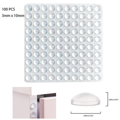 100 PCS Cabinet Door Bumpers, Clear Soft Self Adhesive Rubber Pads, Sound Dampening Transparent Rubber Feet for Drawers, Glass Tops, Picture Frames, Cutting Boards, Small Kitchen Furniture