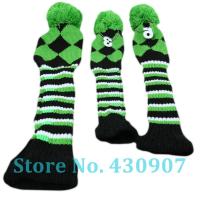 High Quality 3Pcs/Set Green Knitted Pom Pom Head Cover For Golf Club Driver Fairway Golf 1 3 5 Cover