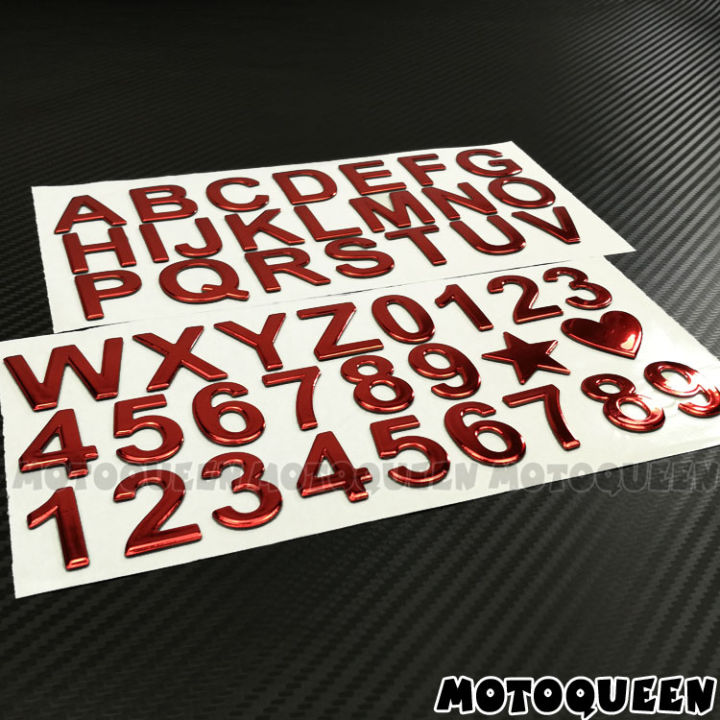 สติกเกอร์ติดรถยนต์รถจักรยานยนต์3d-47ชิ้นตัวเลขอาหรับตัวอักษรภาษาอังกฤษดิจิตอล-diy-ป้ายคำตกแต่งความสูง28มม-หมายเลขที่อยู่