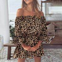 【Ladies shop】เดรสวินเทจ Vestidos 2022ชุดเดรสสำหรับผู้หญิงชายหาด Sexy Off Shoulder Tunic Tungsleeve