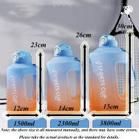 150023003800ml 1.52.33.8L Frosted Sports Kettles Water Cups Outdoor Fitness Water Bottles With Scales Straw For Man Women