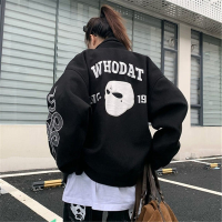 HOUZHOU Gothic Streetwear Skull Letter Print Women er Jackets Harajuku Hip Hop Oversized Black Coats Uni Winter Velvet