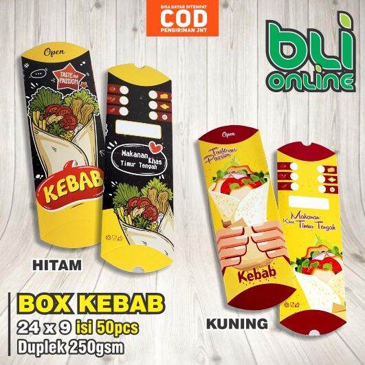 Kotak Kebab 24x9 / Dus Kebab / Box Kebab / Kemasan Kebab / isi 50pcs