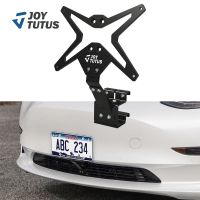 Front License Plate Frame For Tesla Model Y 2023-2020 Height-Adjustable Mount Kit No Drilling Aluminum Holder Car Accessories