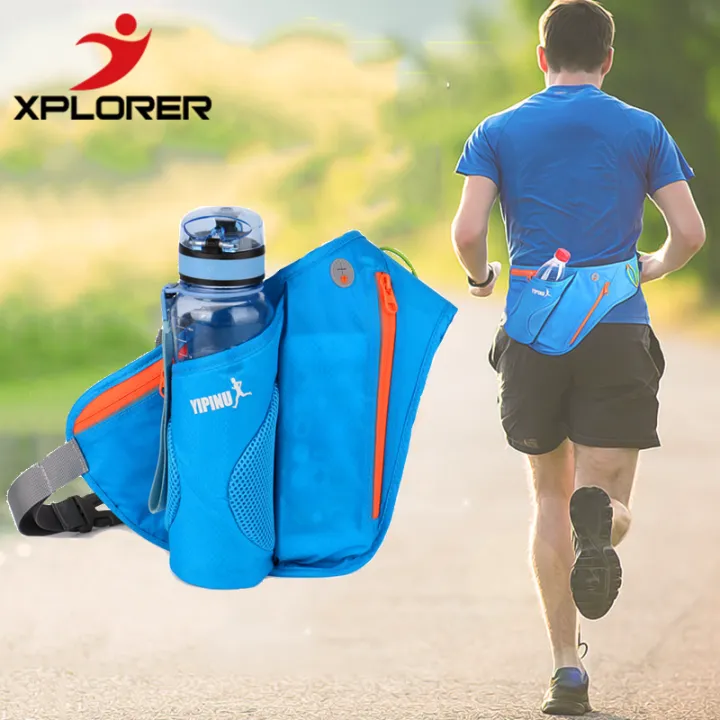 Sport Large Waist Bag with Water Bottle Phone Pouch Hydration Belt for Running Walking Cycling  Motorcycle Hiking Waterproof Reflective