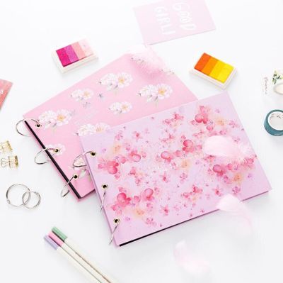 Cherry Blossoms DIY Photo Album Handmade Scrapbook Paste Sakura Series Picture Baby Growth Album Couple Wedding Memorial Book  Photo Albums