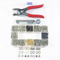 100sets 9.5mm Silver Fasteners Press Studs Prong Snap Buttons for Baby Clothing+100sets 6mm Eyelets with Grommets +Plier Tool  Pliers