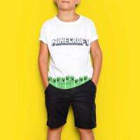 [5-15 Years Old] Minecraft Summer Cartoon Round Neck Short-Sleeved Kids Boys Casual Breathable Korean Street Students Daily T-Shirt Top