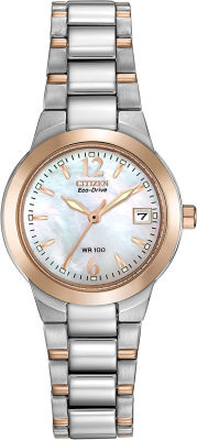 Citizen Eco-Drive Chandler Quartz Womens Watch, Stainless Steel, Casual, Two-Tone (Model: EW1676-52D)