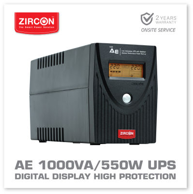 UPS 1000VA/550W AE Digital ZIRCON เครื่องสำรองไฟ หน้าจอดิจิทัล มือหนึ่ง สุดคุ้มค่า ใช้งานง่าย ประกัน 2 ปี Onsite [ขอใบกำกับกรุณาทักแชท]