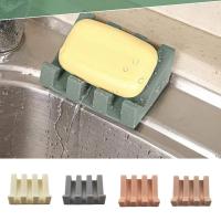 Soap Holder Tilt Design Non-slip Soap Dish Waterproof Self Draining Soap Tray Silicone Kitchen Countertop Soap Rack For Bathroom Food Storage  Dispens