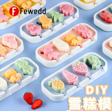 Silicone Popsicle Molds, Cute Ice Pop Molds Reusable Cake Pop Mold Set with  Lid Popsicle Sticks, Easy Release BPA Free Cartoon Ice Cream Mold for Kids
